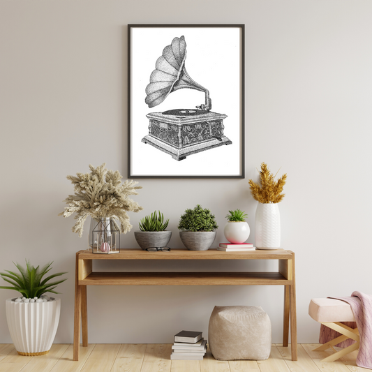 Vintage Gramophone Record Player Wall Print