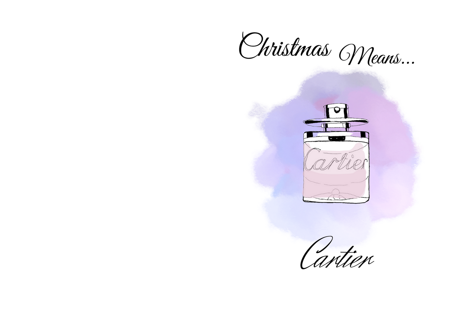 Christmas Means Cartier - Elegant Girly Christmas Card - Perfume Bottle Design