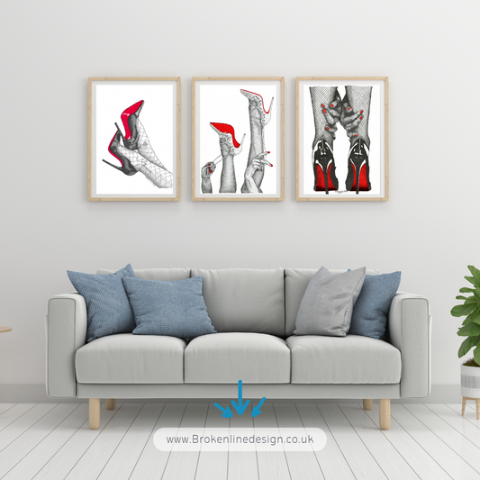 Christian Louboutin Heels Wall Prints (Set of 3 Prints) Red Bottoms Wall Art