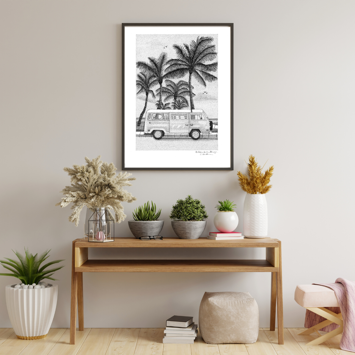 California VW Camper Beach Wall Print