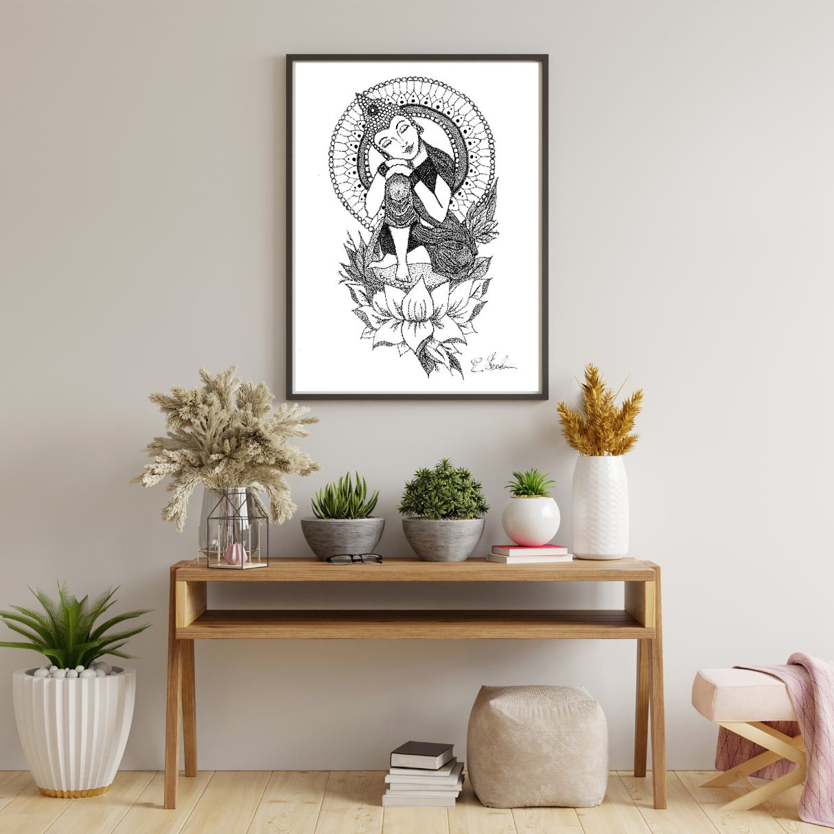 Sitting Buddha Mandala Wall Print – brokenlinedesign