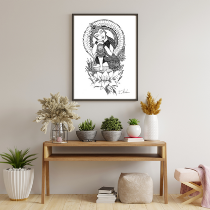 Sitting Buddha Mandala Wall Print