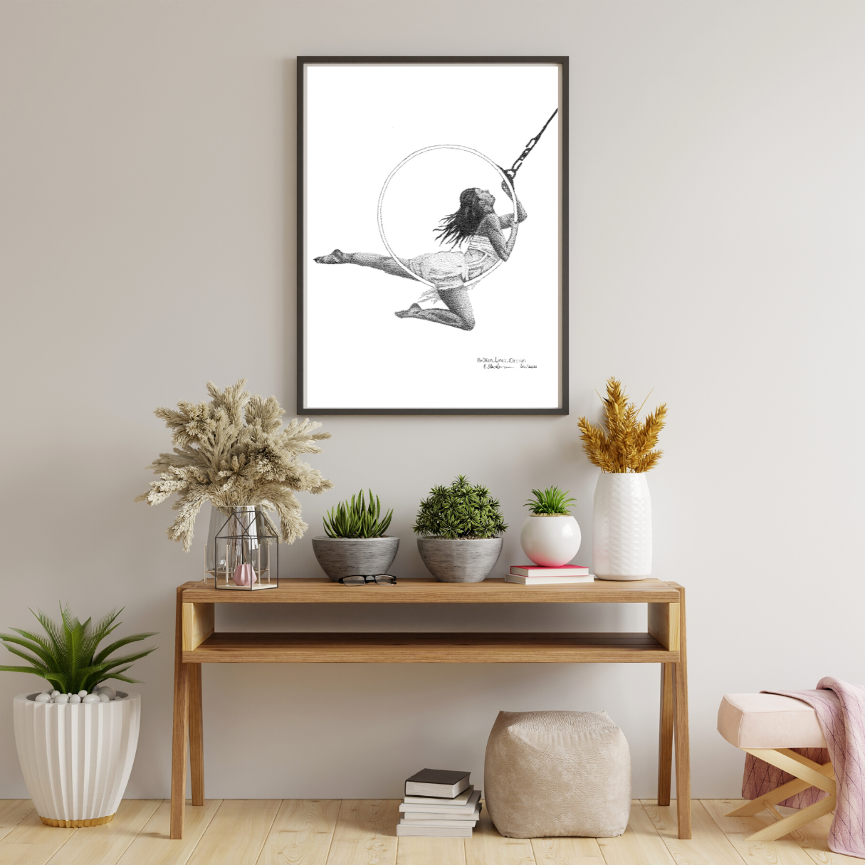 Elegant Aerialist Hoop Dancer Female Form Art Print