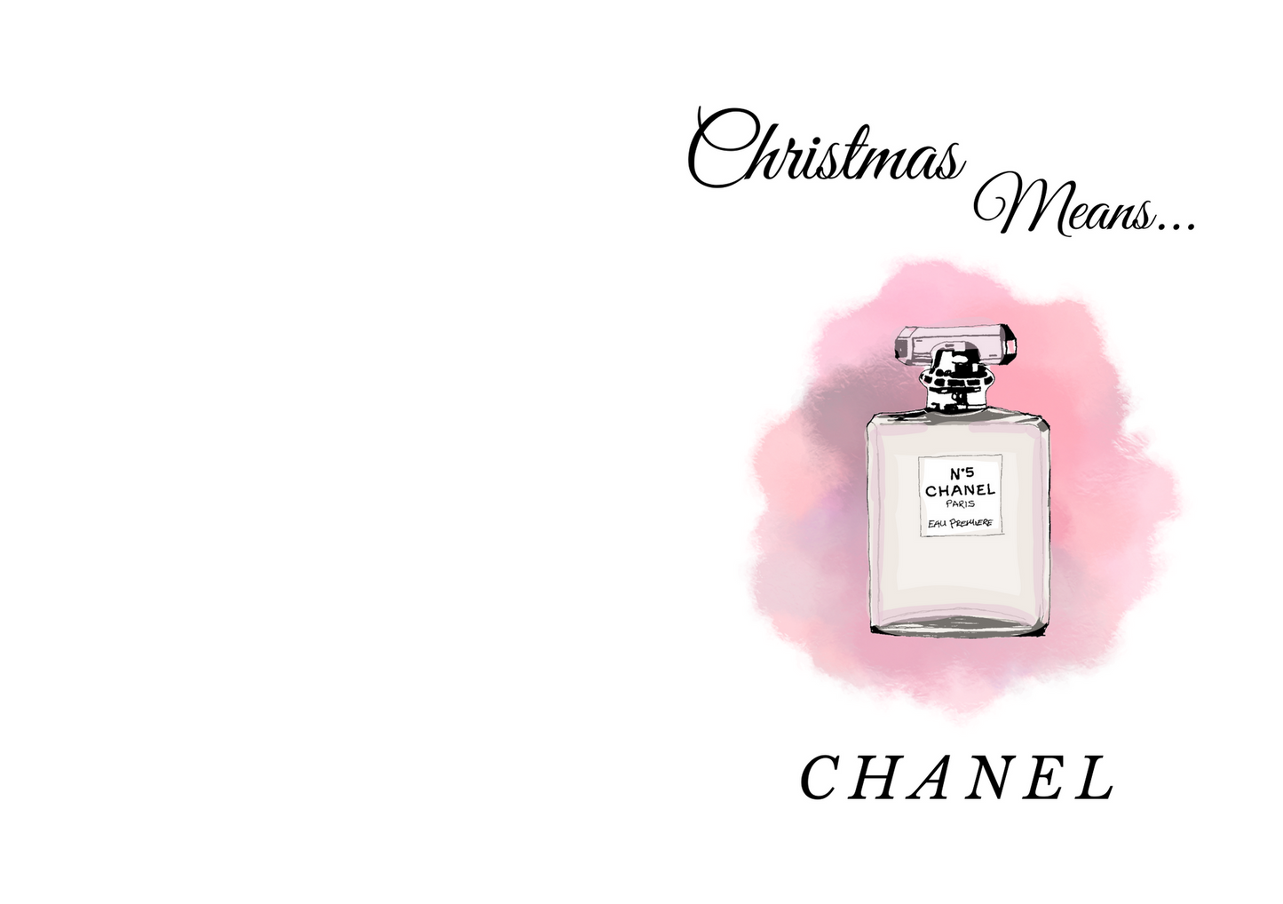 Christmas Means Chanel - Watercolour Perfume Bottle Christmas Card.