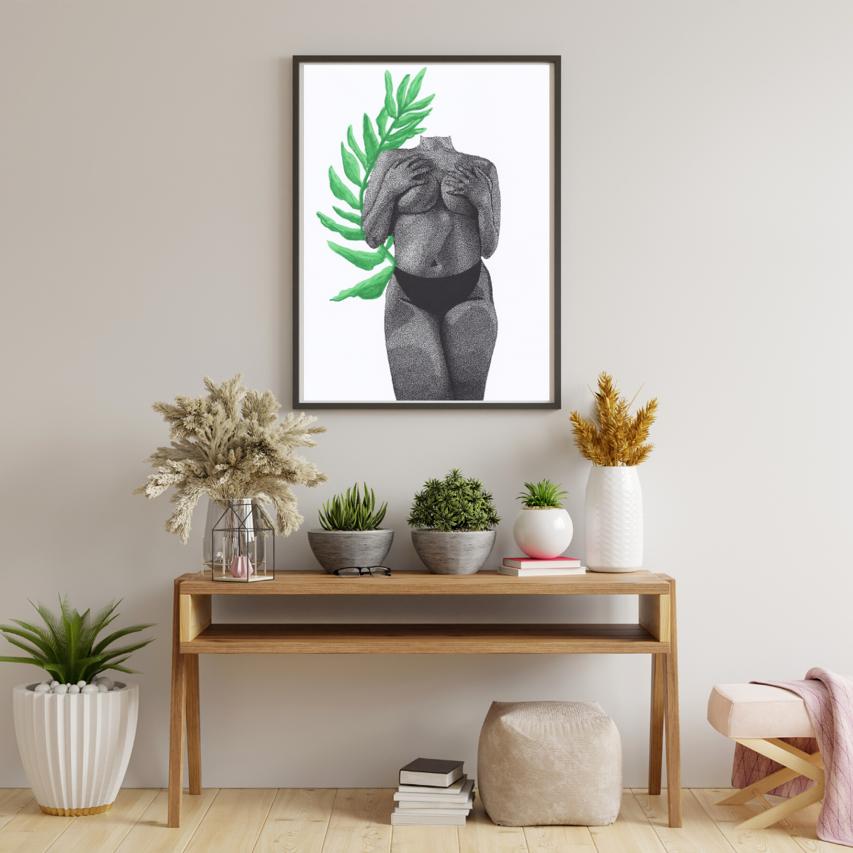 Curvy Woman - Body Positive - Female Figure - Empowering Women - Dotwork Print