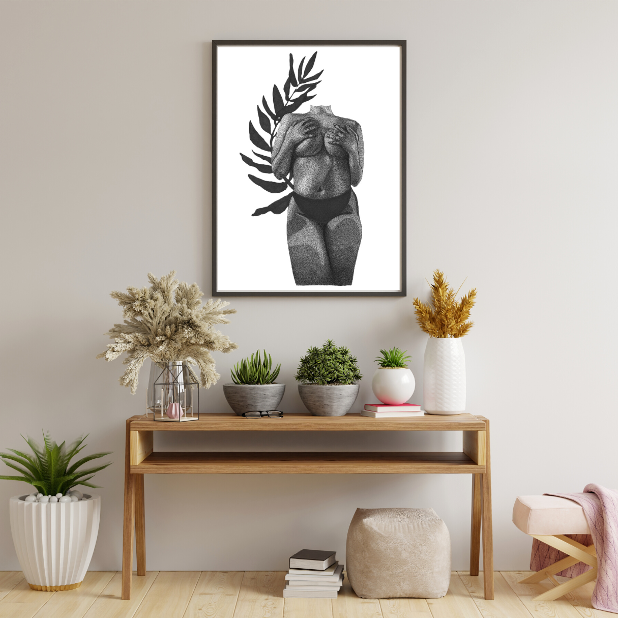 Curvy Girl - Body Positive - Body art - Body Confidence - Women Empowerment - Nude Dotwork Portrait