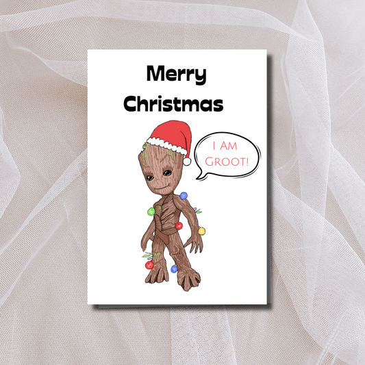 Baby Groot Christmas Card - Cute Handmade Marvel Greetings Card.