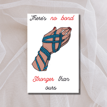 Rude Valentines Day Card - Dirty Valentines Day Card - Bound Hands Shibari Rope