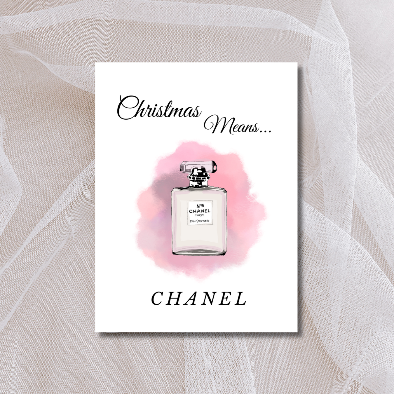 Christmas Means Chanel - Watercolour Perfume Bottle Christmas Card.