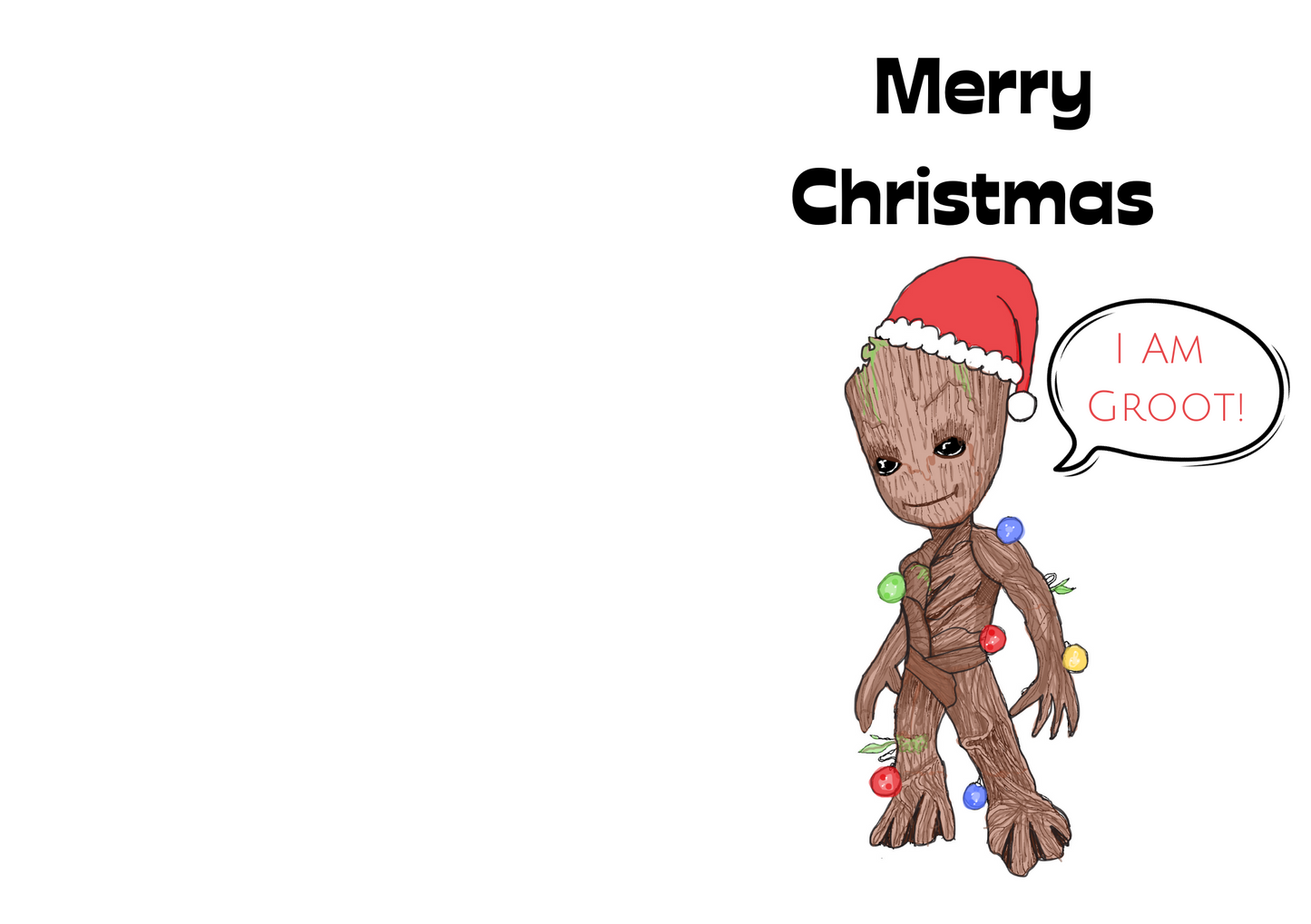 Baby Groot Christmas Card - Cute Handmade Marvel Greetings Card.