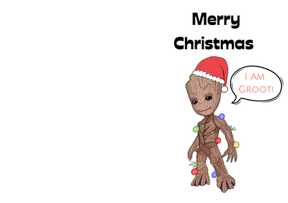 Baby Groot Christmas Card - Cute Handmade Marvel Greetings Card.