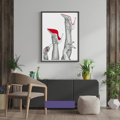 Christian Louboutin Impera Heels Wall Print - Red Bottoms Wall Art