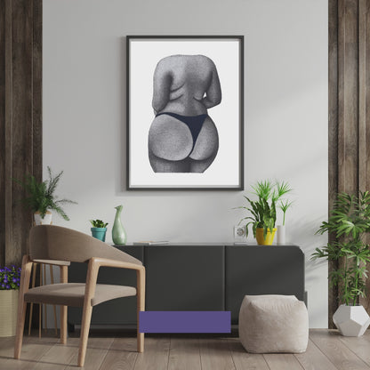 Booty Print - Body Positive Curvy Female Figure, Empowering Art NAVY BLUE