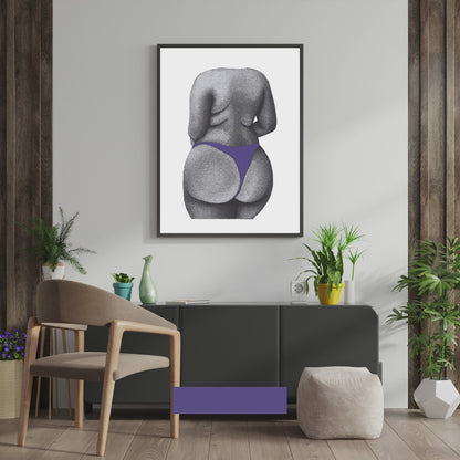 Lilac Body Positive Booty Print - Curvy Female Figure, Empowering Art