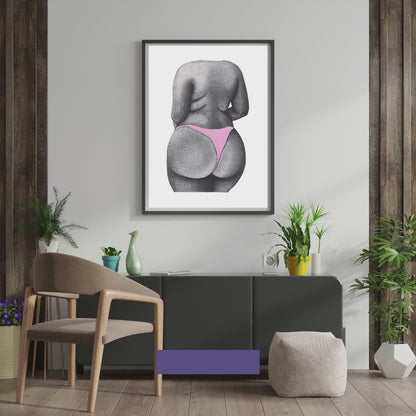 Body Positive Pink Bum Print - Empowering Nude Art