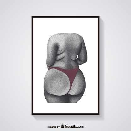 Red Wine Booty Print - Body Positive Female Figure, Empowering Art