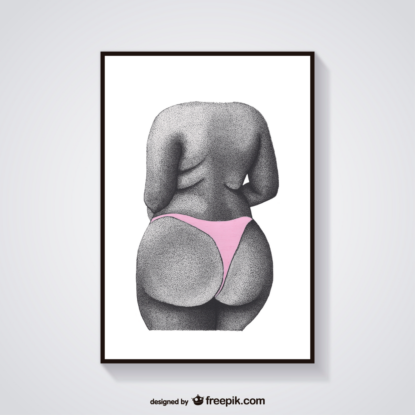 Body Positive Pink Bum Print - Empowering Nude Art