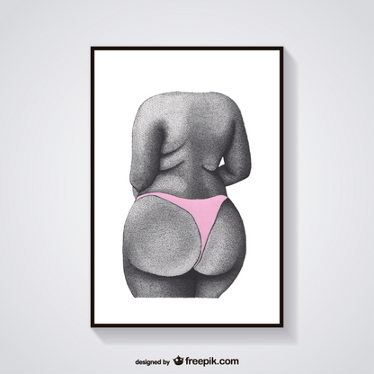 Body Positive Pink Bum Print - Empowering Nude Art