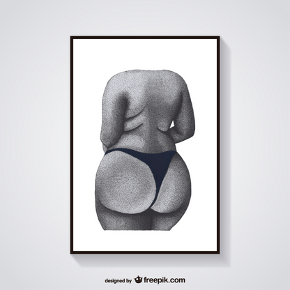 Booty Print - Body Positive Curvy Female Figure, Empowering Art NAVY BLUE