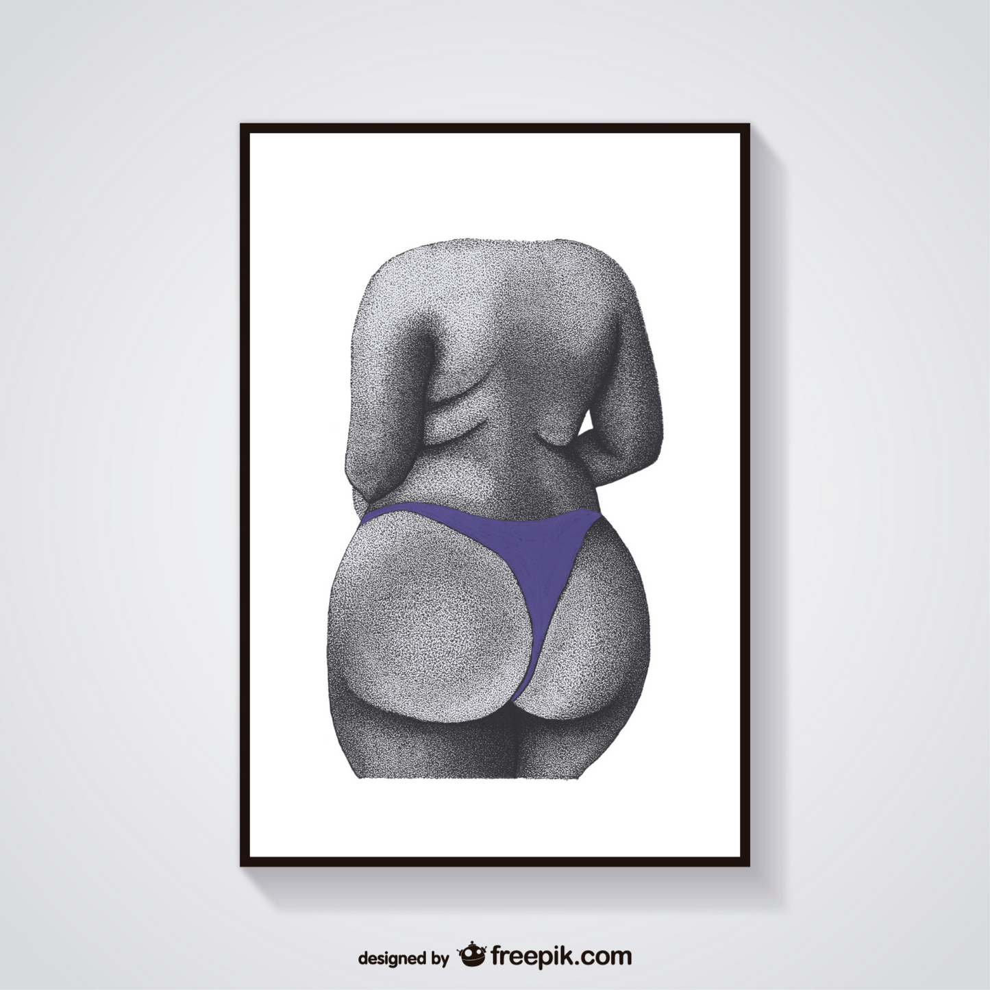 Lilac Body Positive Booty Print - Curvy Female Figure, Empowering Art