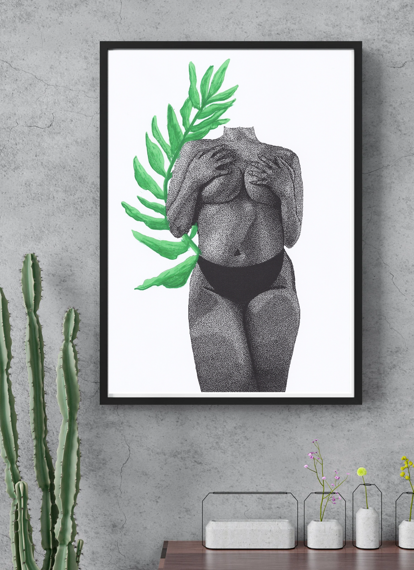 Curvy Woman - Body Positive - Female Figure - Empowering Women - Dotwork Print