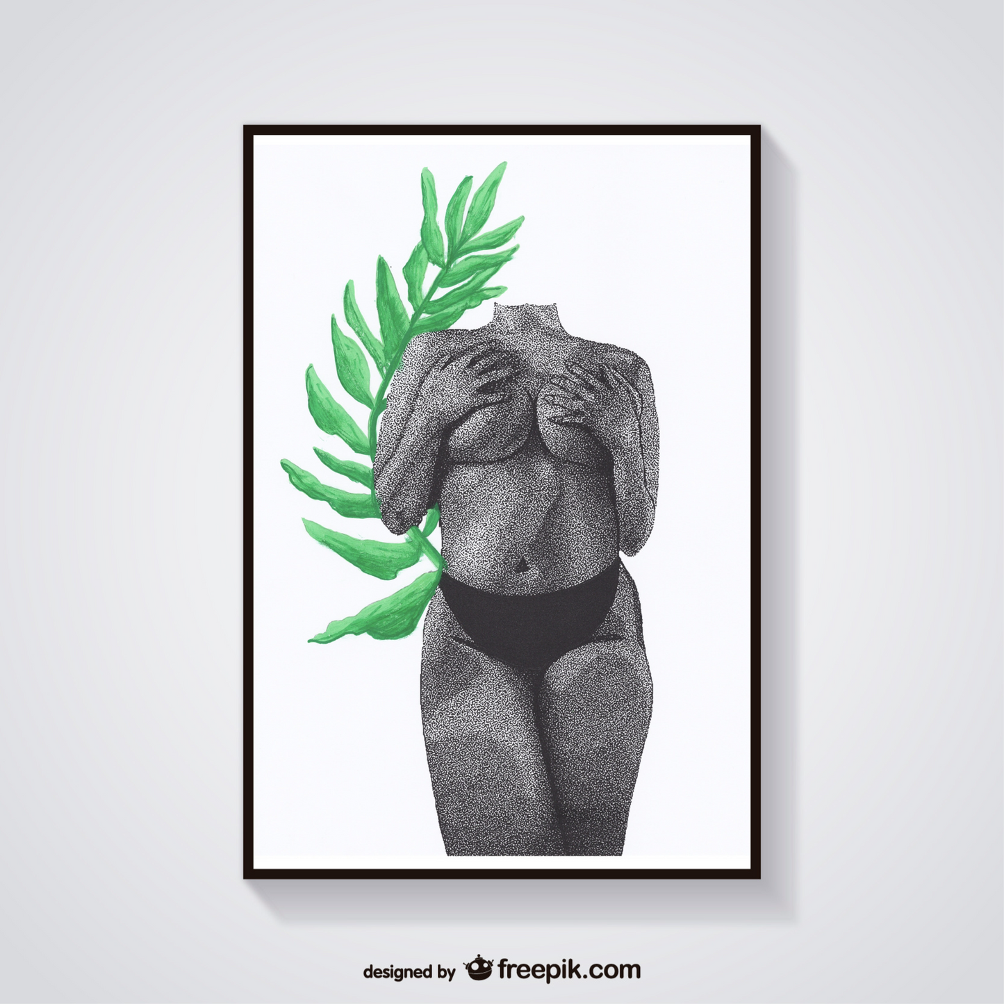 Curvy Woman - Body Positive - Female Figure - Empowering Women - Dotwork Print