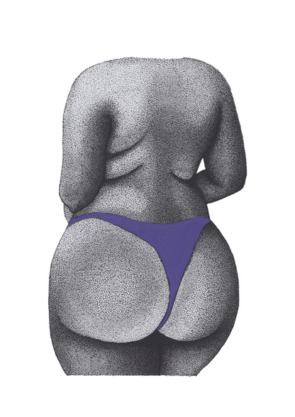 Lilac Body Positive Booty Print - Curvy Female Figure, Empowering Art