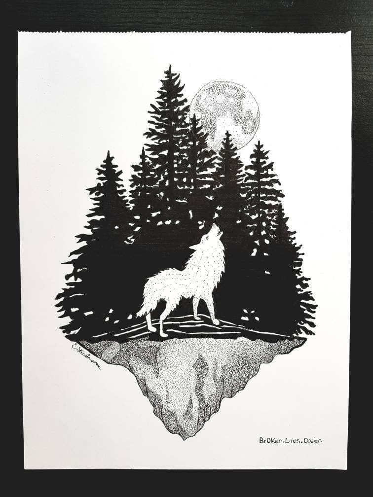 Howling Wolf Art Print.