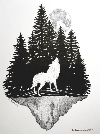 Howling Wolf Art Print.