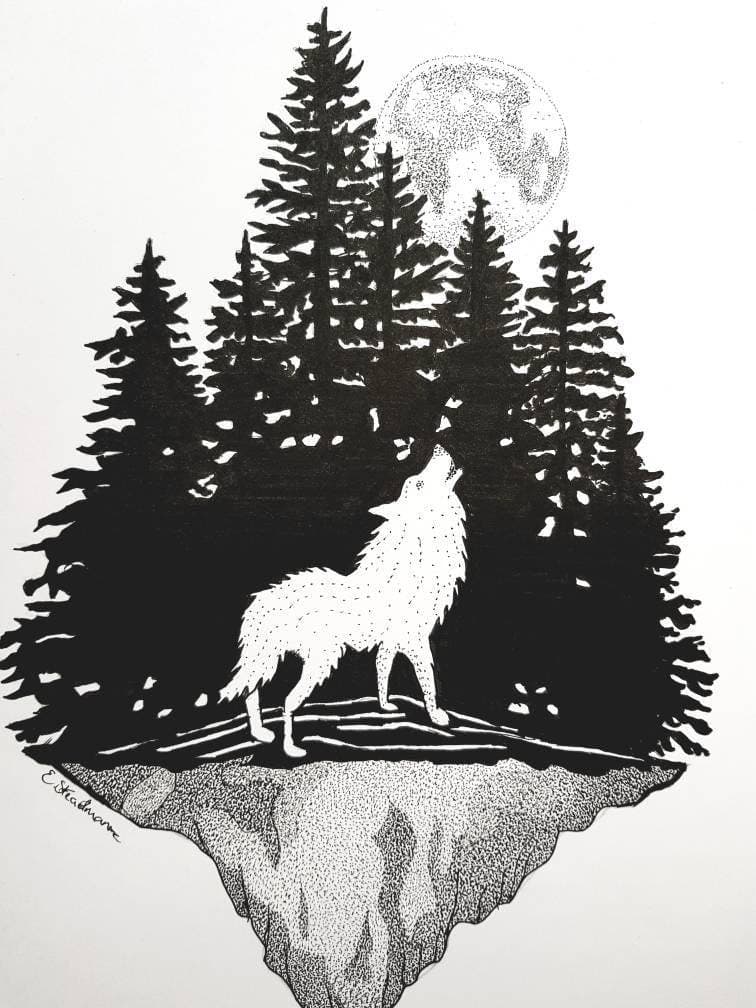 Howling Wolf Art Print.