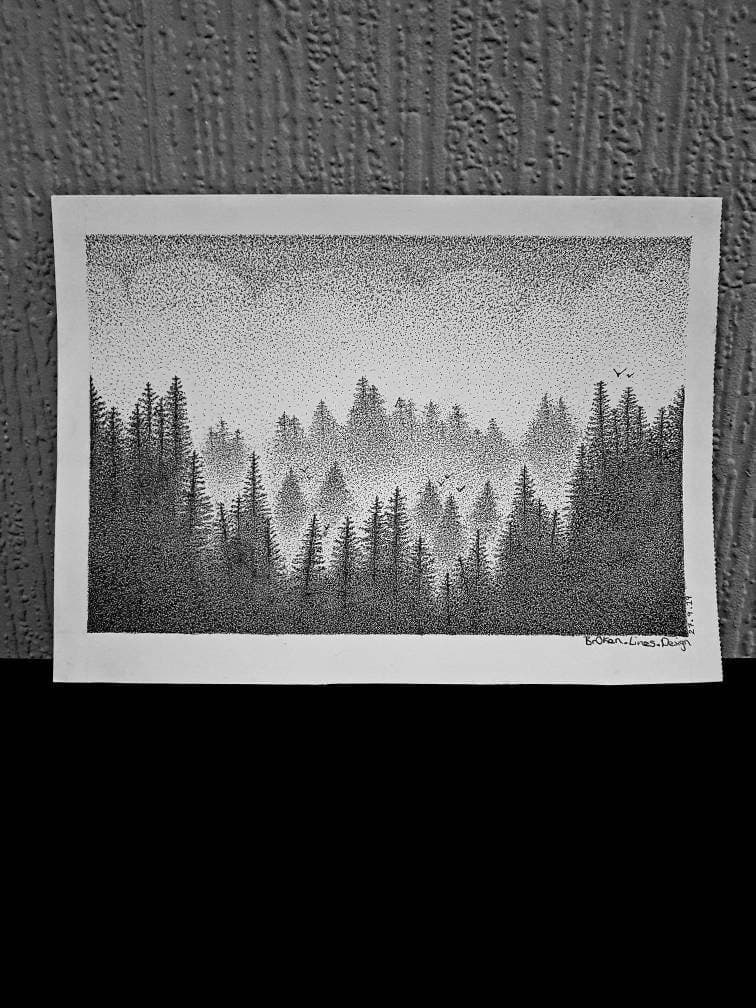 Misty Pine Forest Art Print.