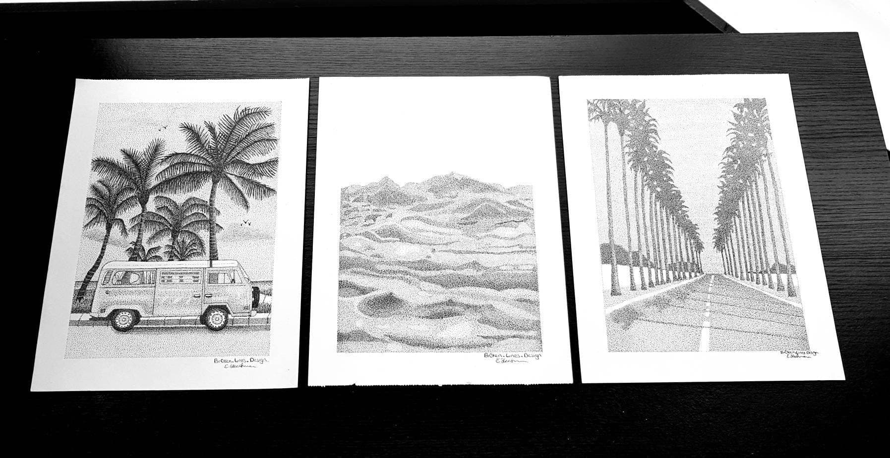 California Coast Art -Set of 3 Wall Prints.