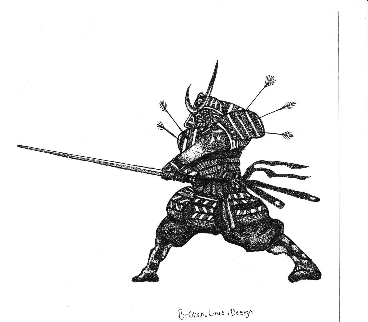 Japanese Samurai Warrior Art Print.