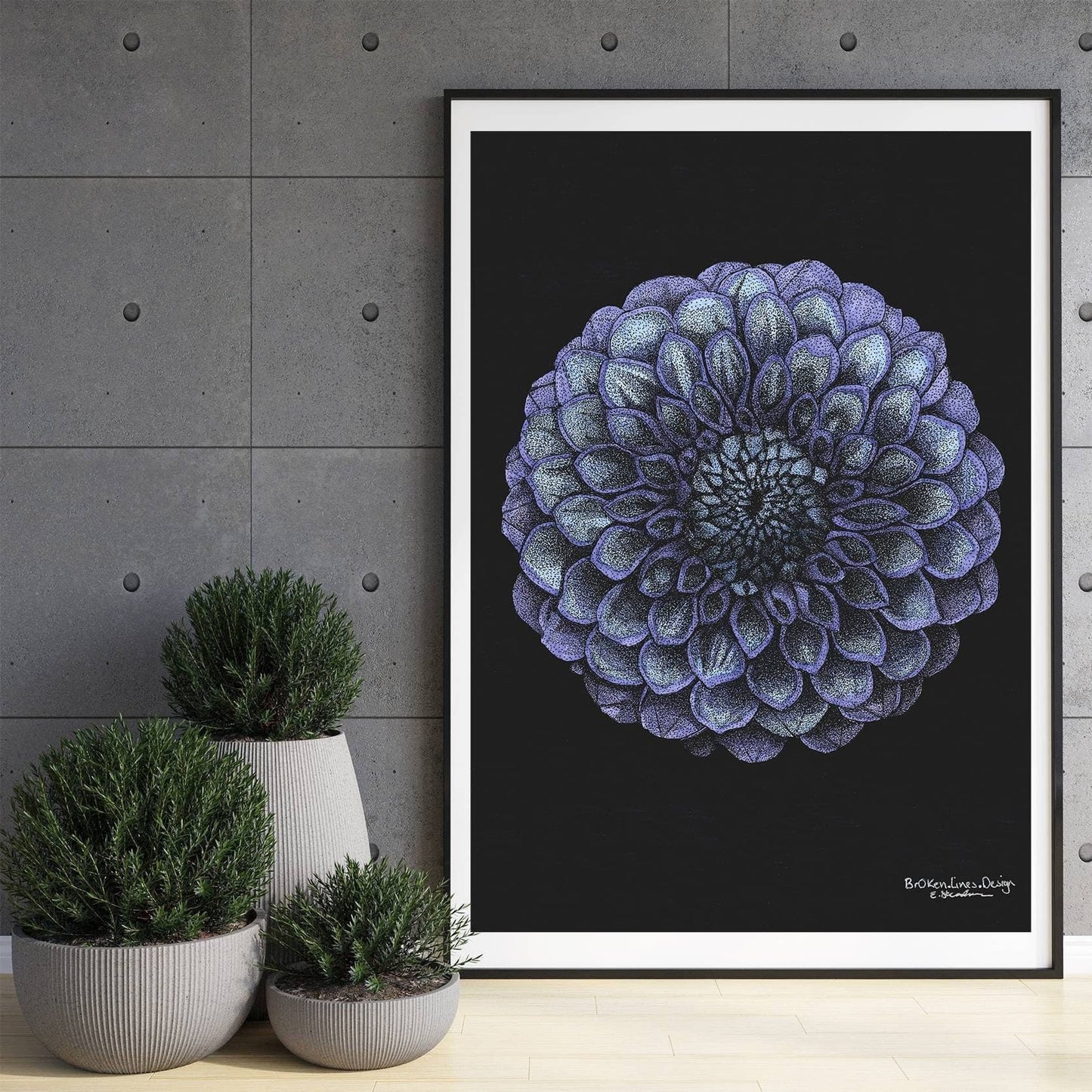 Dahlia Flower Botanical Wall Art.