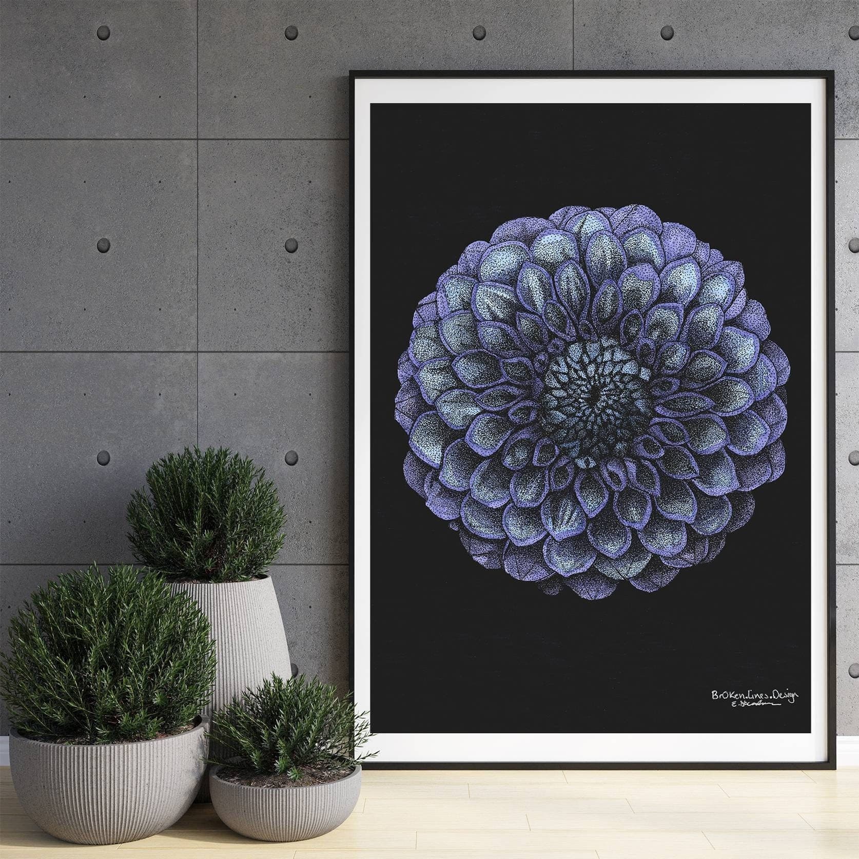 Dahlia Flower Botanical Wall Art.