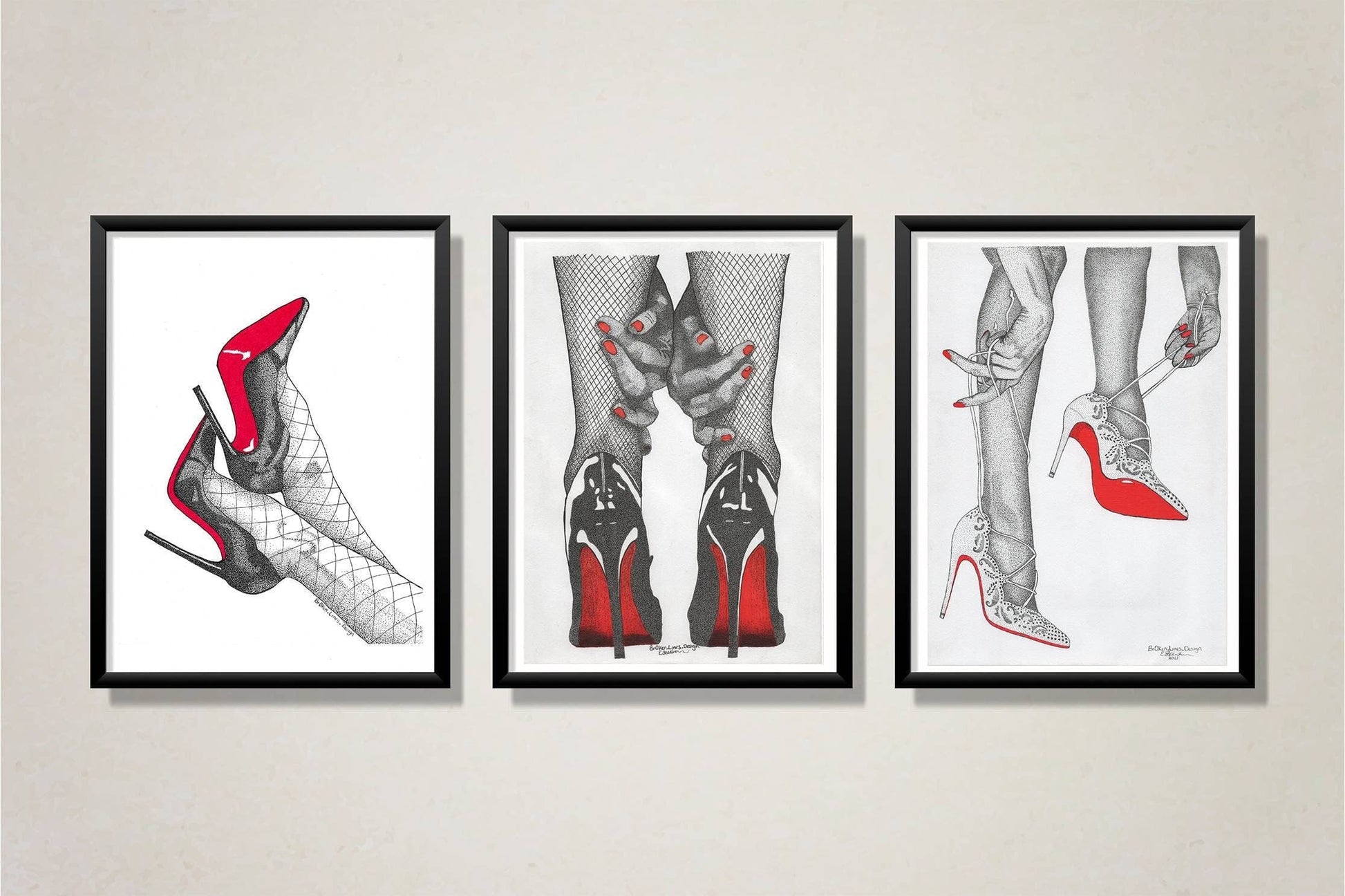 Christian Louboutin Heels Set of 3 Wall Prints.