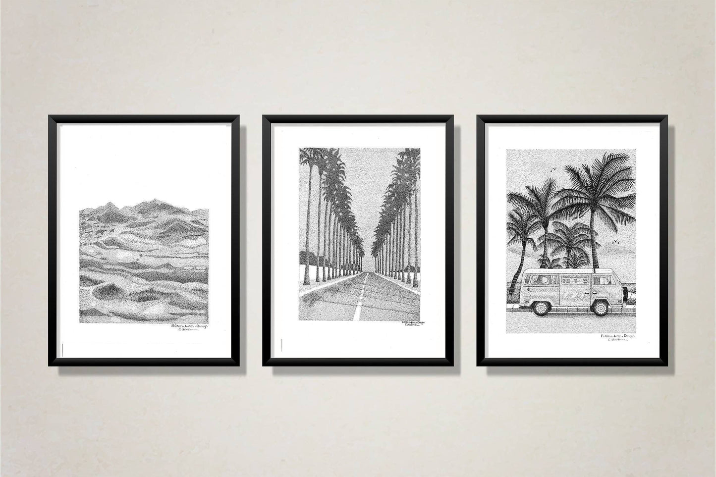 California Coast Art -Set of 3 Wall Prints.