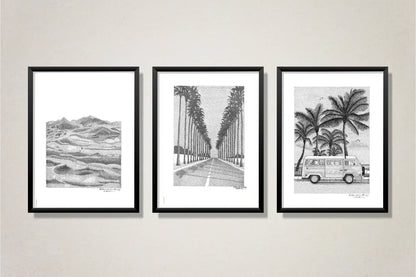 California Coast Art -Set of 3 Wall Prints.