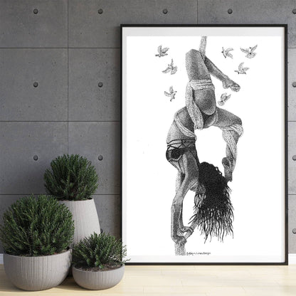 Shibari Acrobat Dancer Female Form Art Print.