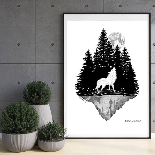 Howling Wolf Art Print.