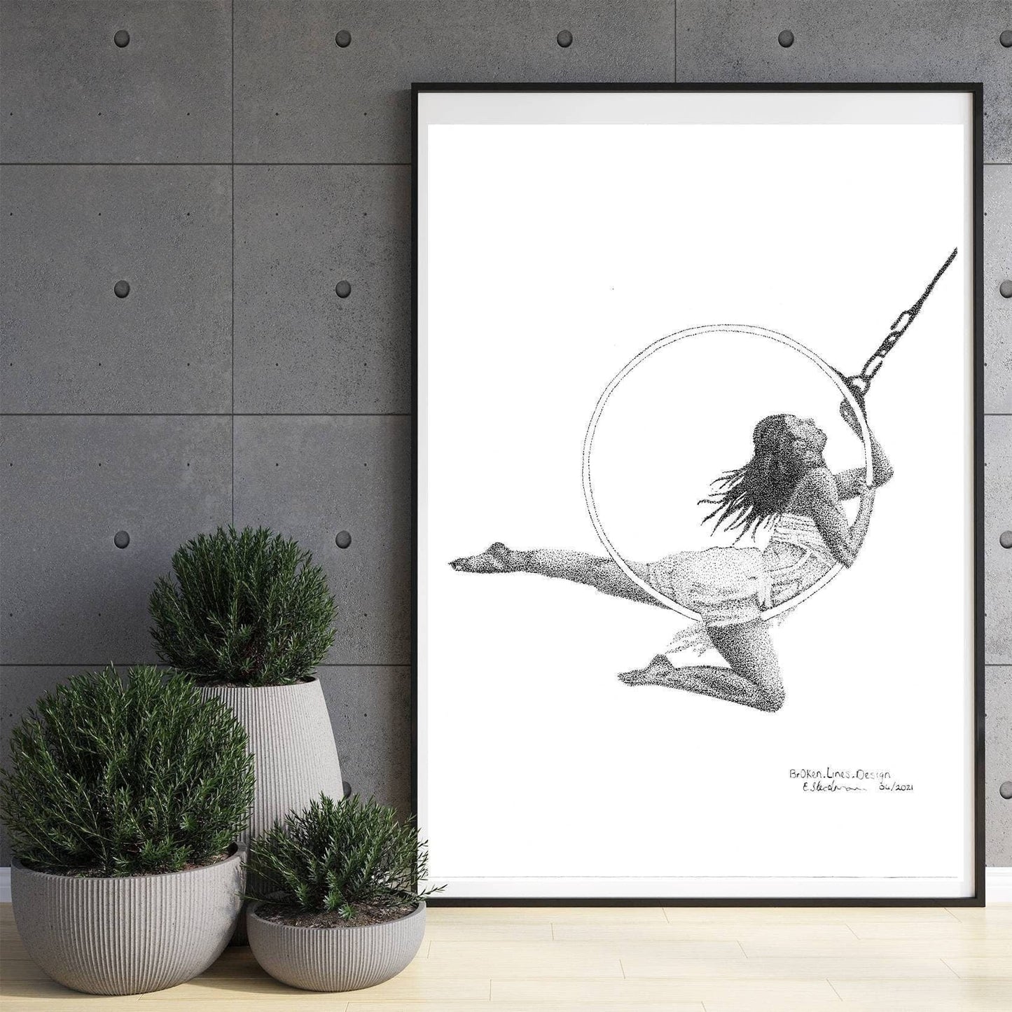 Aerial Hoop Dancer Female Form Art Print.