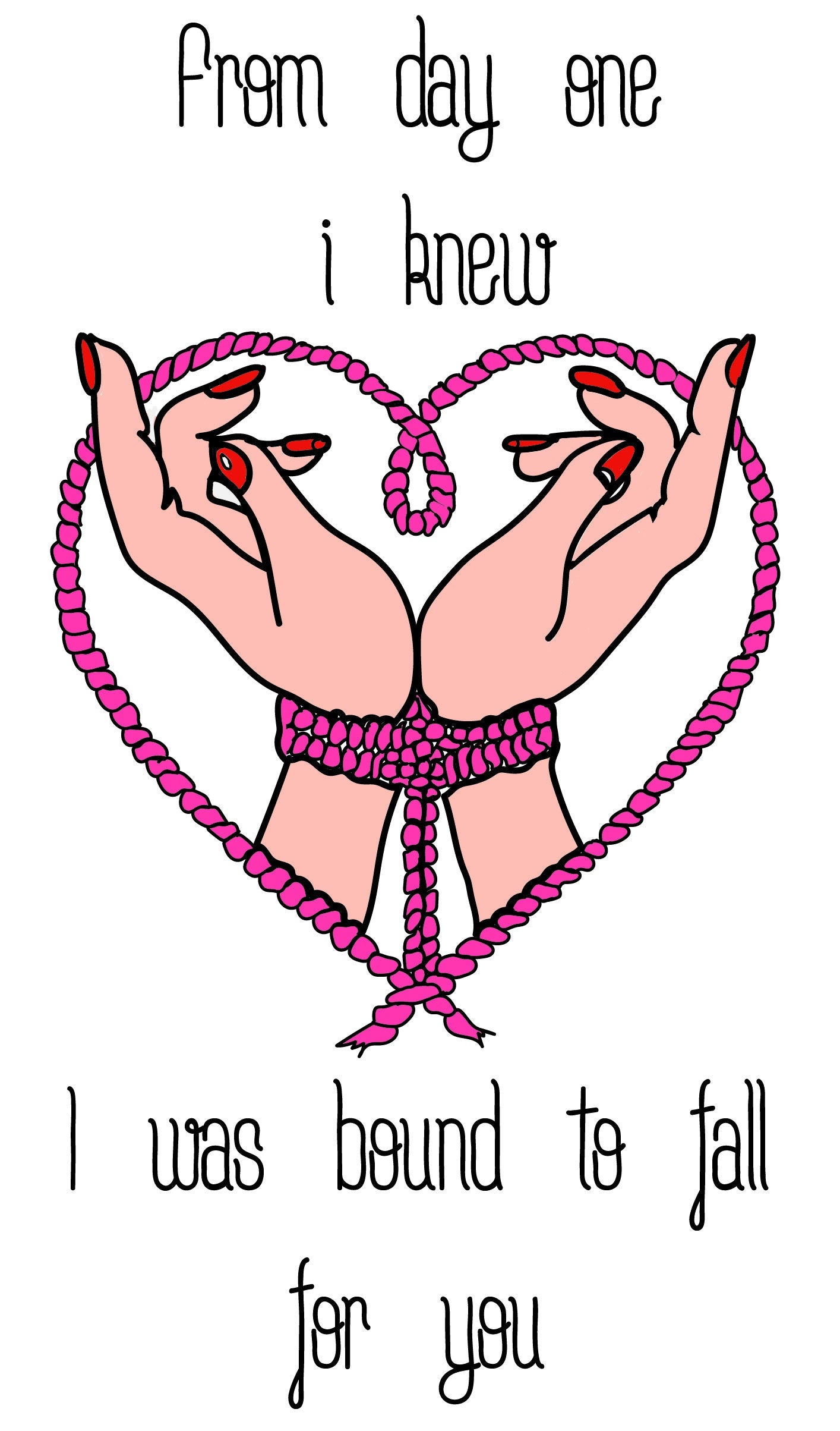 Rope Heart -- Valentine's Card - Bound Hands - Naughty - Cheeky - Provocative.