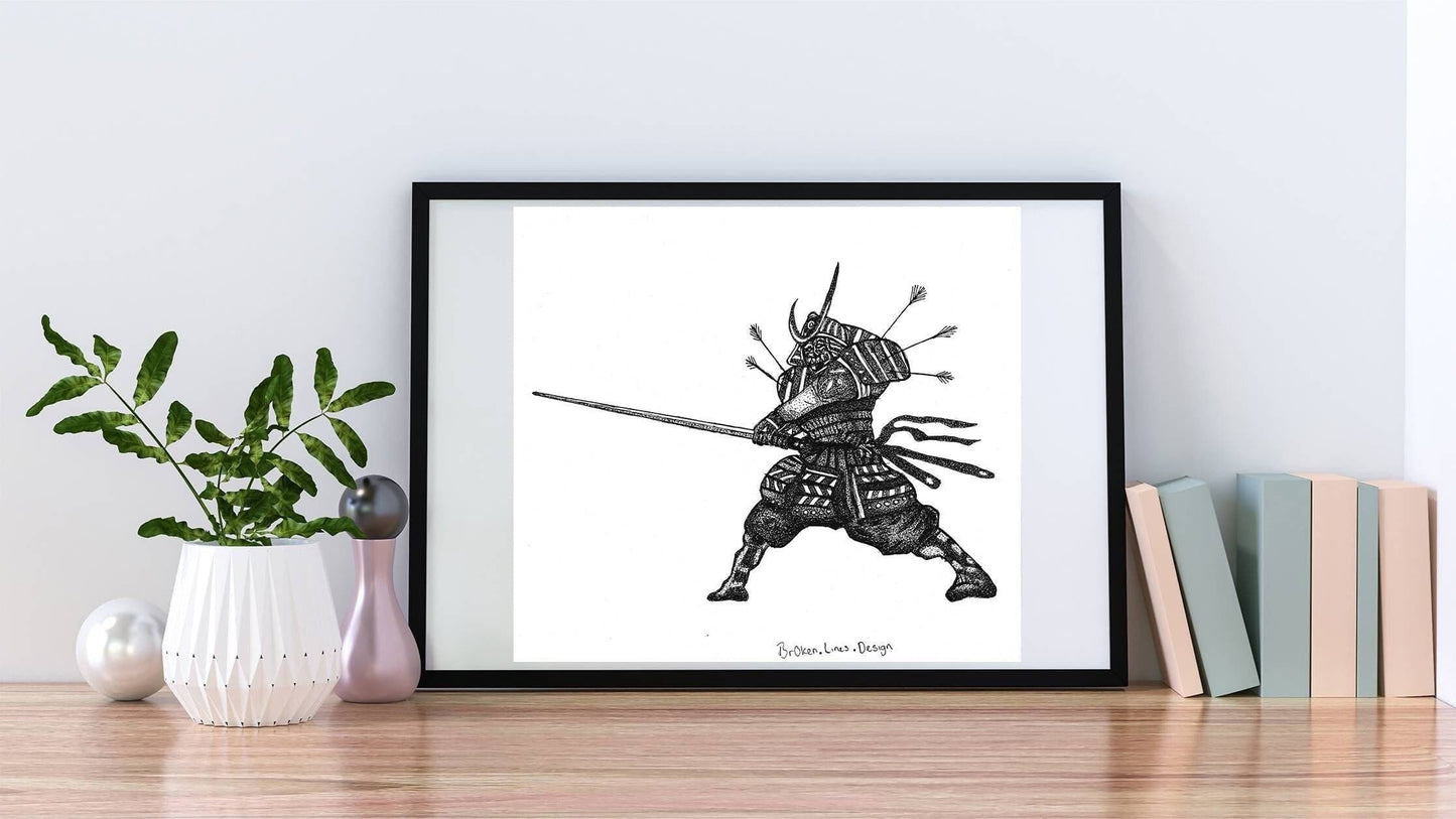 Japanese Samurai Warrior Art Print.