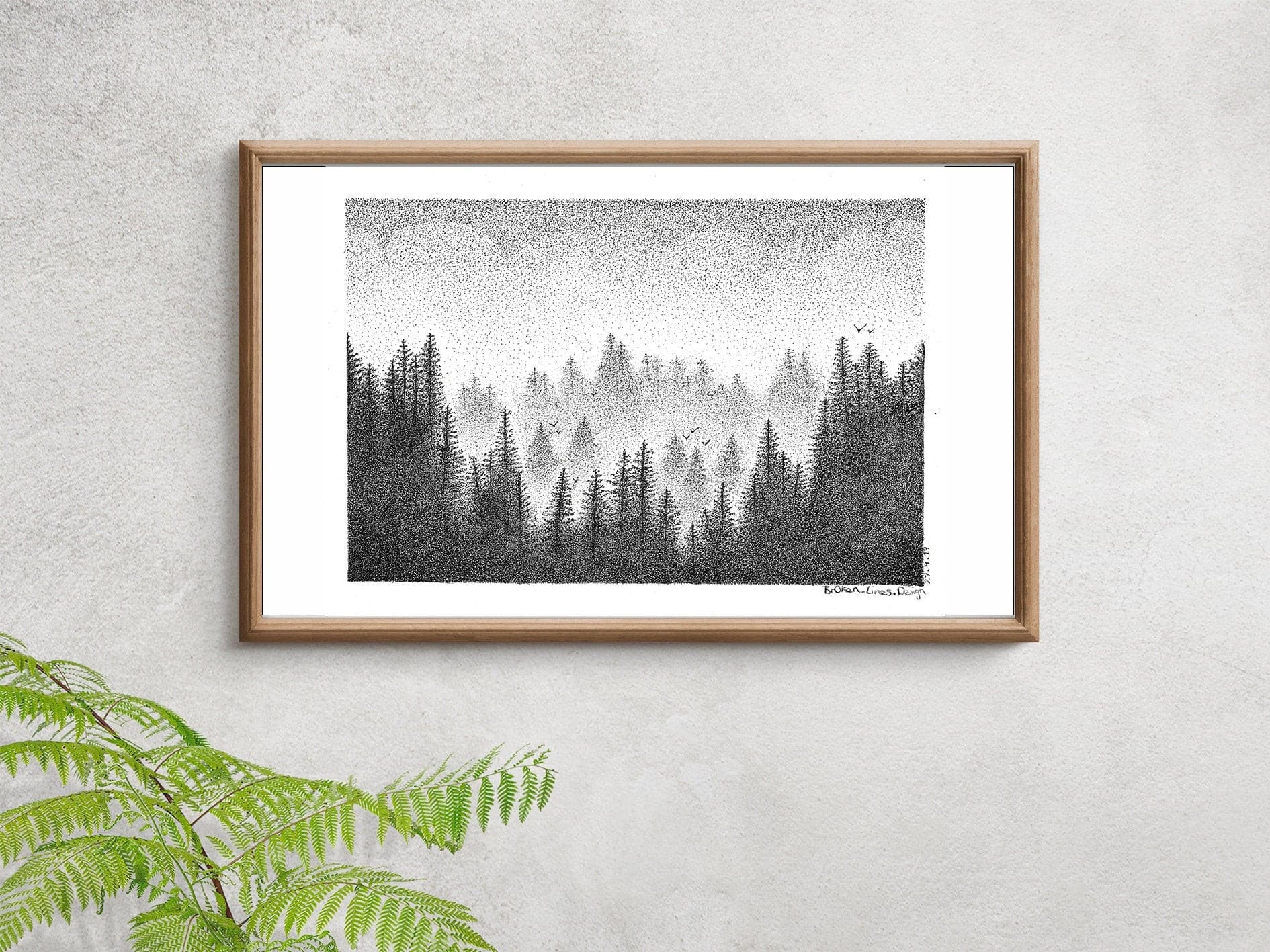 Misty Pine Forest Art Print.