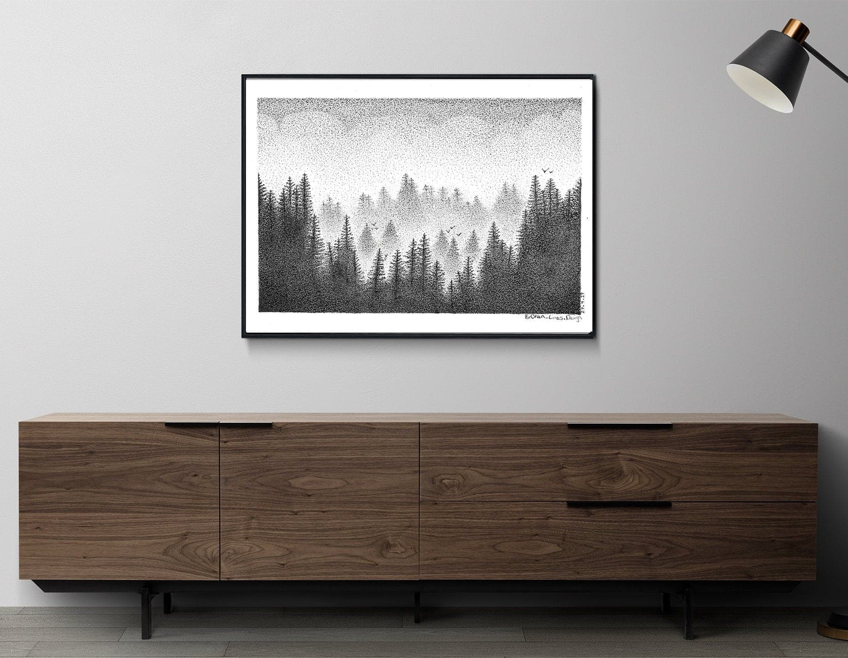 Misty Pine Forest Art Print.