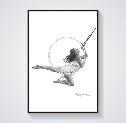 Aerial Hoop Dancer Female Form Art Print.