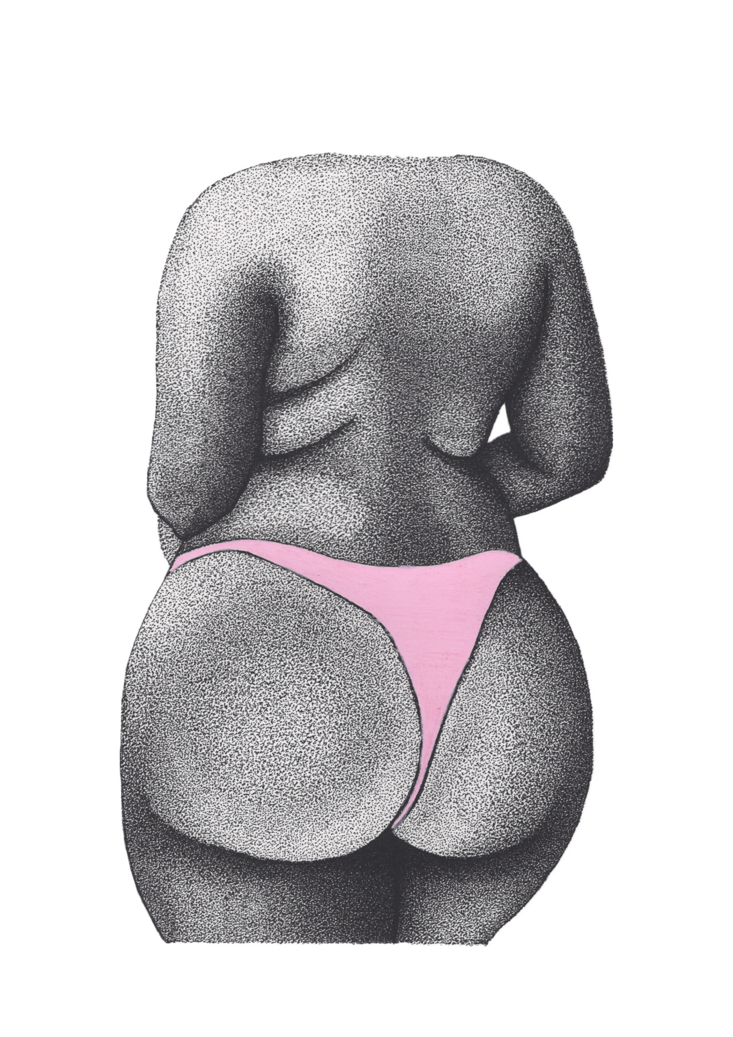 Body Positive Pink Bum Print - Empowering Nude Art