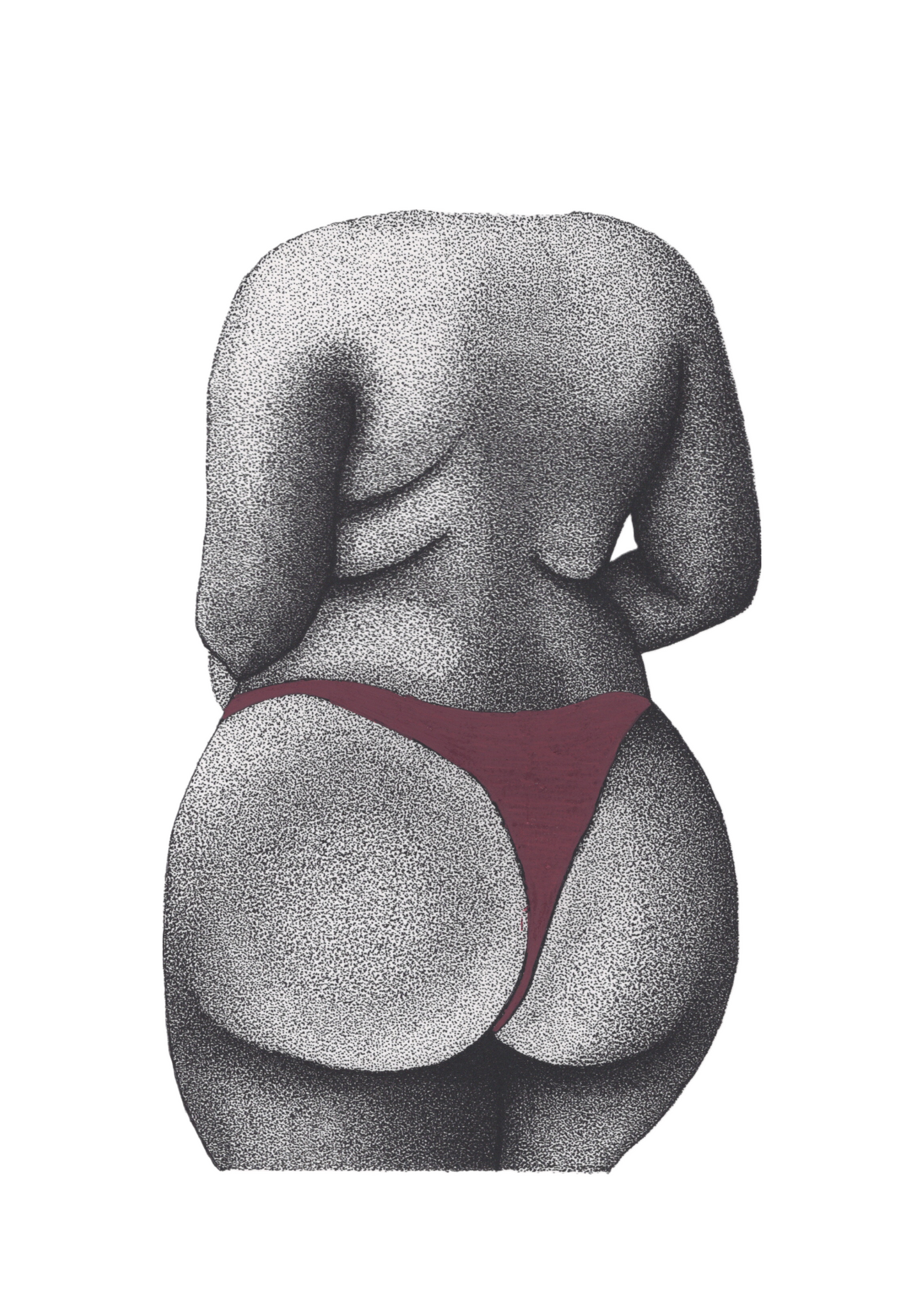 Red Wine Booty Print - Body Positive Female Figure, Empowering Art